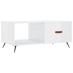 vidaXL Mesa de centro madera contrachapada blanco brillo 90x50x40 cm