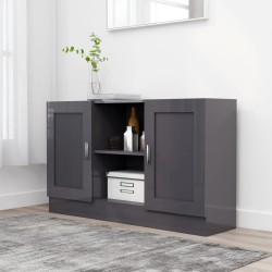 vidaXL Aparador de madera contrachapada gris brillante 120x30,5x70 cm