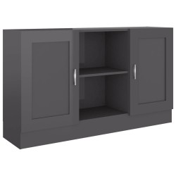 vidaXL Aparador de madera contrachapada gris brillante 120x30,5x70 cm