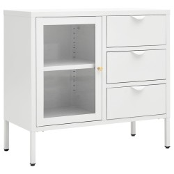 vidaXL Aparador de acero y vidrio templado blanco 75x35x70 cm