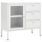 vidaXL Aparador de acero y vidrio templado blanco 75x35x70 cm