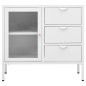 vidaXL Aparador de acero y vidrio templado blanco 75x35x70 cm