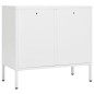 vidaXL Aparador de acero y vidrio templado blanco 75x35x70 cm