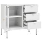 vidaXL Aparador de acero y vidrio templado blanco 75x35x70 cm