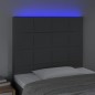 vidaXL Cabecero con luces LED tela gris oscuro 80x5x118/128 cm vidaXL Cabecero con luces LED tela gris oscuro 80x5x118/128 cm