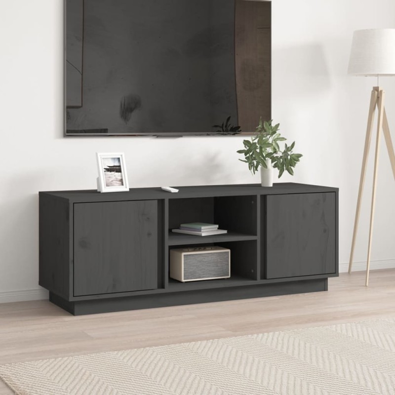 vidaXL Mueble de TV madera maciza de pino gris 110x35x40,5 cm vidaXL Mueble de TV madera maciza de pino gris 110x35x40,5 cm