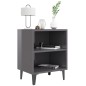 vidaXL Mesita de noche con patas de metal gris brillo 40x30x50 cm vidaXL Mesita de noche con patas de metal gris brillo 40x30x50 cm