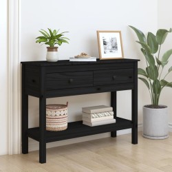 vidaXL Mesa consola de madera maciza de pino negro 100x35x75 cm