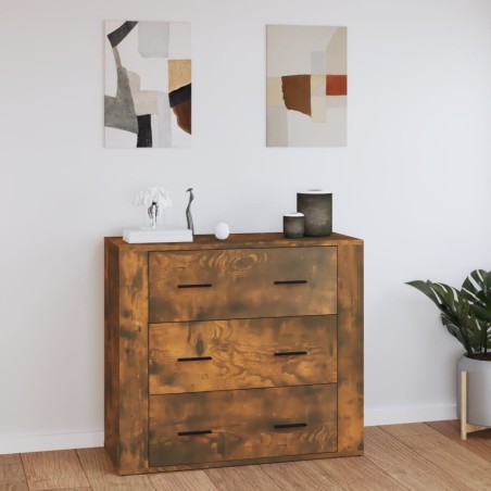 vidaXL Aparador madera contrachapada color roble ahumado 80x33x70 cm