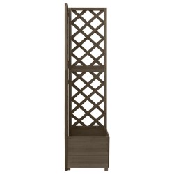 vidaXL Jardinera de enrejado de esquina madera abeto gris 40x40x150 cm