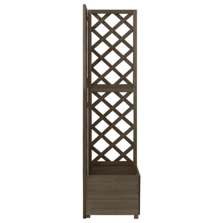 vidaXL Jardinera de enrejado de esquina madera abeto gris 40x40x150 cm