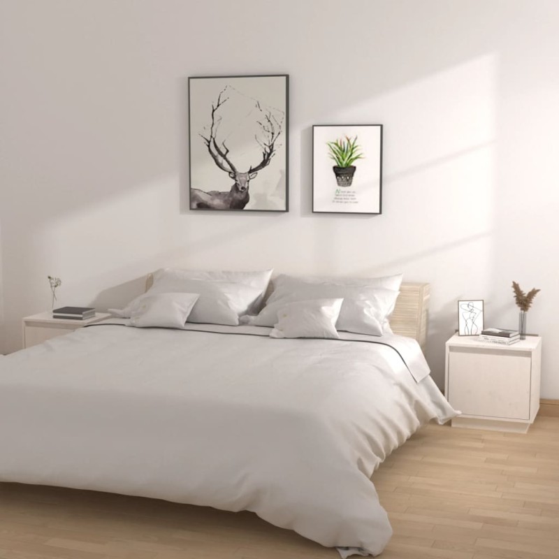 vidaXL Mesitas de noche 2 uds madera maciza de pino blanco 40x30x40 cm vidaXL Mesitas de noche 2 uds madera maciza de pino blanco 40x30x40 cm