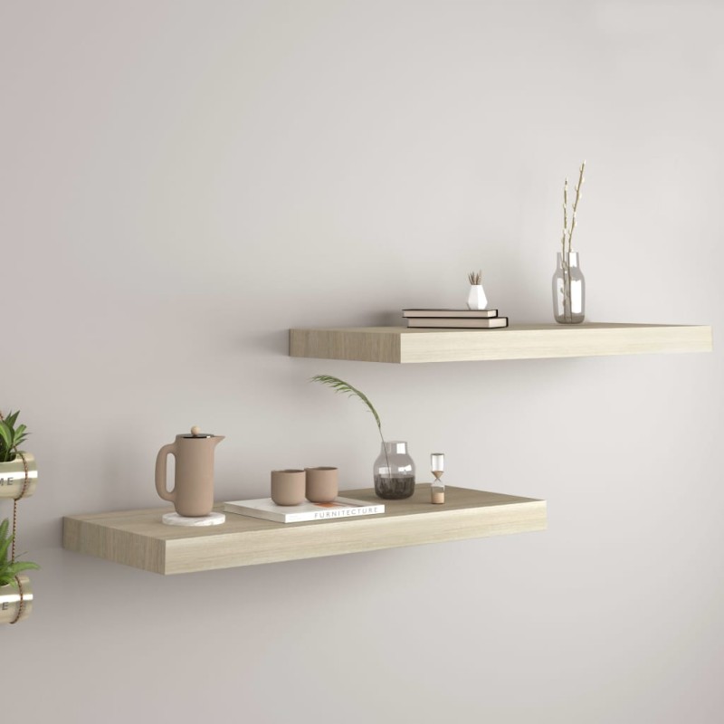 vidaXL Estantes flotantes de pared 2 uds MDF roble 60x23,5x3,8 cm vidaXL Estantes flotantes de pared 2 uds MDF roble 60x23,5x3,8 cm