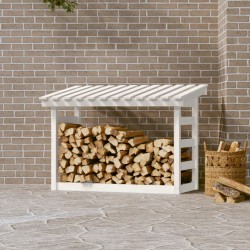 vidaXL Leñero de madera maciza de pino blanco 108x64,5x78 cm