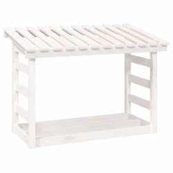 vidaXL Leñero de madera maciza de pino blanco 108x64,5x78 cm