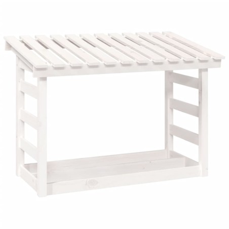 vidaXL Leñero de madera maciza de pino blanco 108x64,5x78 cm