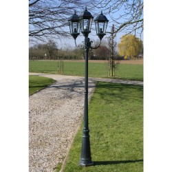vidaXL Farola de jardín 3 brazos 230 cm verde oscuro/negro aluminio