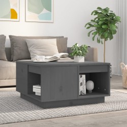 vidaXL Mesa de centro de madera maciza de pino gris 60x61x32,5 cm