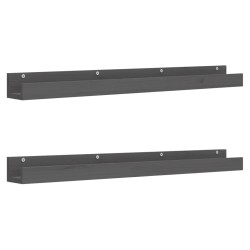 vidaXL Estantes de pared 2 uds madera maciza de pino gris 110x12x9 cm
