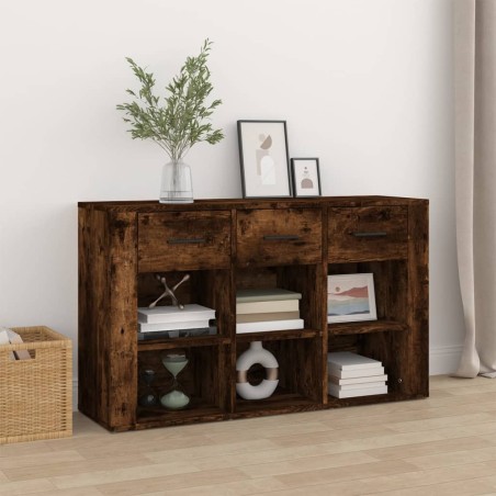 vidaXL Aparador madera contrachapada roble ahumado 100x30x59,5 cm