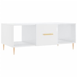 vidaXL Mesa de centro madera contrachapada blanco brillo 102x50x40 cm
