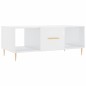 vidaXL Mesa de centro madera contrachapada blanco brillo 102x50x40 cm