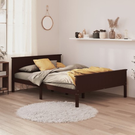 vidaXL Estructura de cama madera maciza pino marrón oscuro 120x200 cm