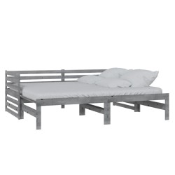 vidaXL Sofá cama extraíble madera maciza de pino gris 2x(90x200) cm