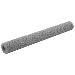 vidaXL Alambrada de gallinero acero galvanizado plateado 25x1,2m