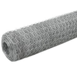 vidaXL Alambrada de gallinero acero galvanizado plateado 25x1,2m