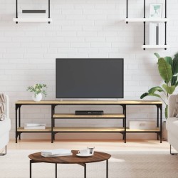 vidaXL Mueble TV hierro madera contrachapada roble Sonoma 161x35x45 cm