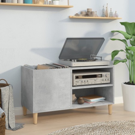 vidaXL Mueble discos madera contrachapada gris hormigón 84,5x38x48 cm