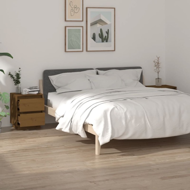 vidaXL Mesitas de noche 2 uds madera de pino marrón miel 40x35x50 cm vidaXL Mesitas de noche 2 uds madera de pino marrón miel 40x35x50 cm