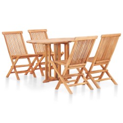 vidaXL Set de comedor de jardín plegable 5 piezas madera maciza teca