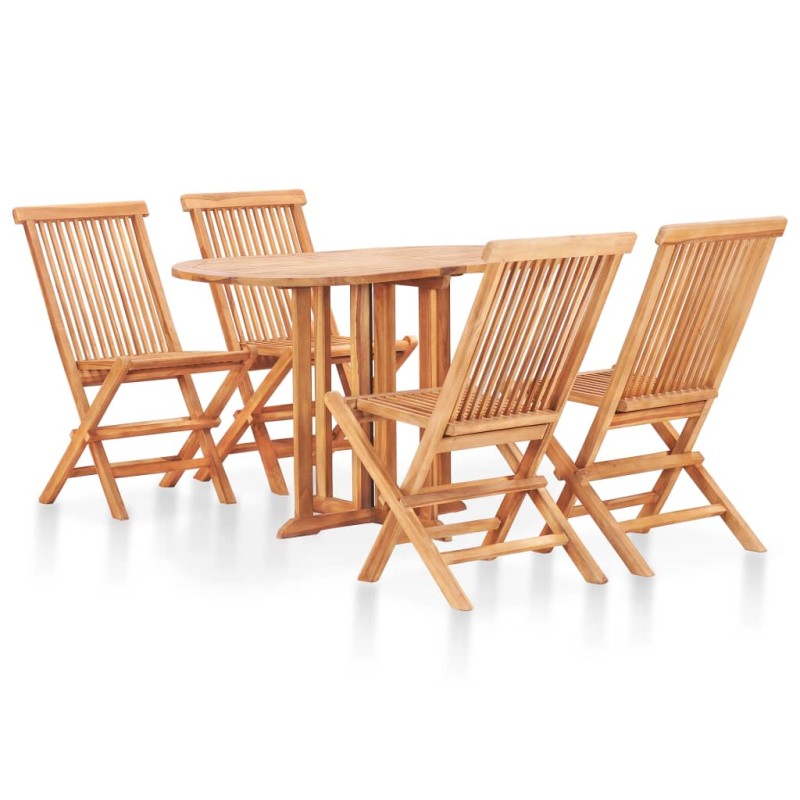 vidaXL Set de comedor de jardín plegable 5 piezas madera maciza teca