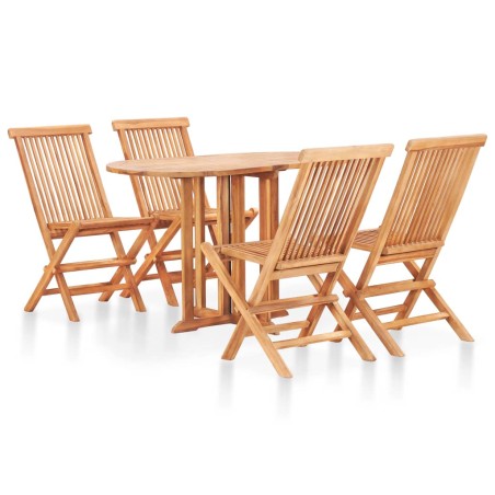vidaXL Set de comedor de jardín plegable 5 piezas madera maciza teca
