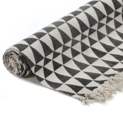 vidaXL Alfombra de algodón Kilim 120x180 cm estampado negro/blanco