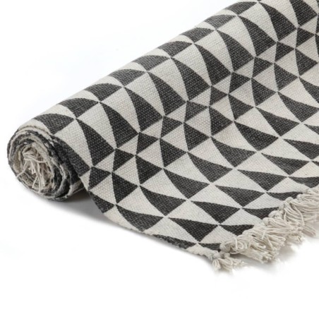 vidaXL Alfombra de algodón Kilim 120x180 cm estampado negro/blanco