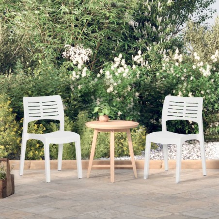 vidaXL Sillas de jardín 2 unidades polipropileno blanco