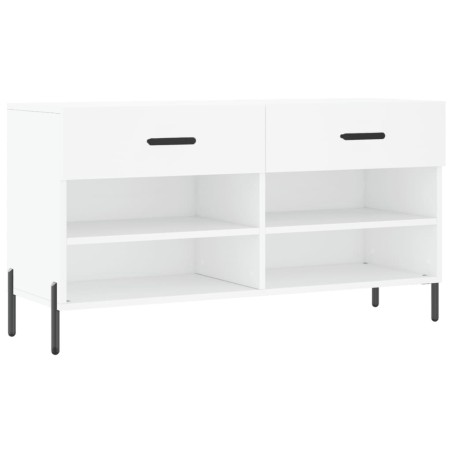 vidaXL Banco zapatero madera de ingeniería blanco 102x35x55 cm