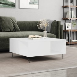 vidaXL Mesa de centro madera contrachapada blanco 80x80x36,5 cm