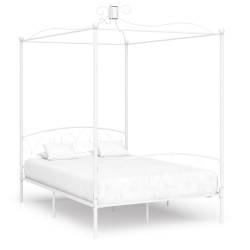 vidaXL Estructura de cama con dosel metal blanco 140x200 cm
