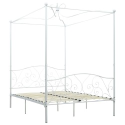 vidaXL Estructura de cama con dosel metal blanco 140x200 cm