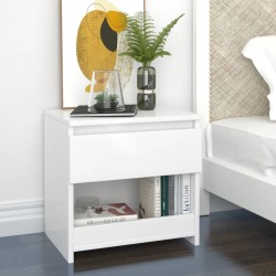 vidaXL Mesitas de noche 2 uds contrachapada blanco brillo 40x30x30 cm