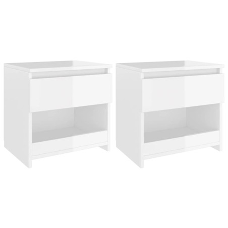 vidaXL Mesitas de noche 2 uds contrachapada blanco brillo 40x30x30 cm