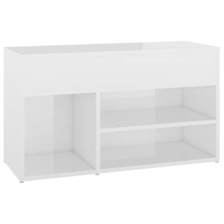 vidaXL Banco zapatero madera contrachapada blanco brillante 80x30x45cm