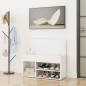 vidaXL Banco zapatero madera contrachapada blanco brillante 80x30x45cm