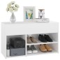 vidaXL Banco zapatero madera contrachapada blanco brillante 80x30x45cm