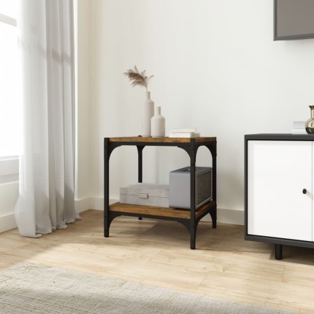 vidaXL Mueble para TV contrachapada y acero roble ahumado 40x33x41 cm