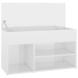 vidaXL Banco zapatero madera contrachapada blanco brillante 80x30x45cm